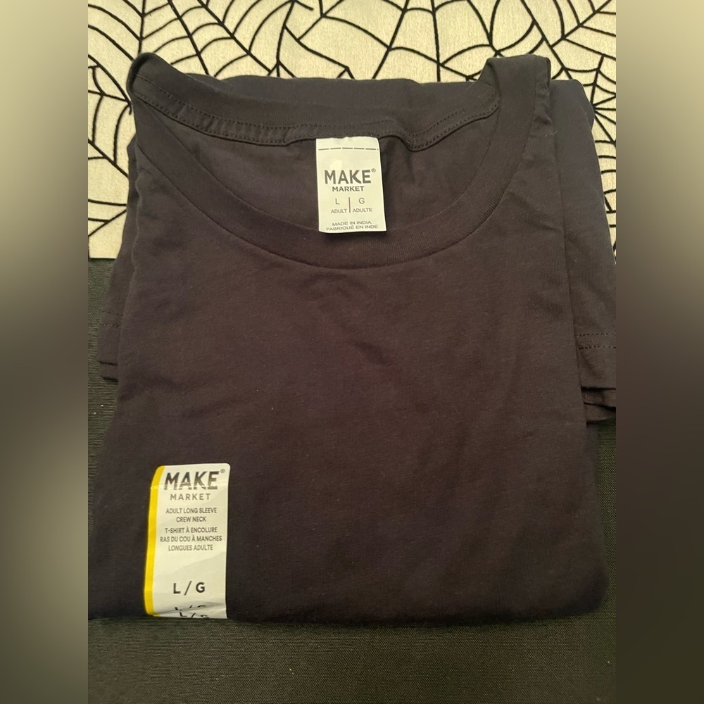 Make Market Men's Black Shirt, large, Long sleeve 100% cotton, 29 1/2 length